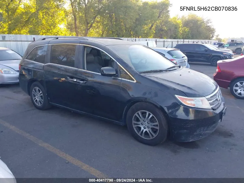 2012 Honda Odyssey Ex-L VIN: 5FNRL5H62CB070836 Lot: 40417798