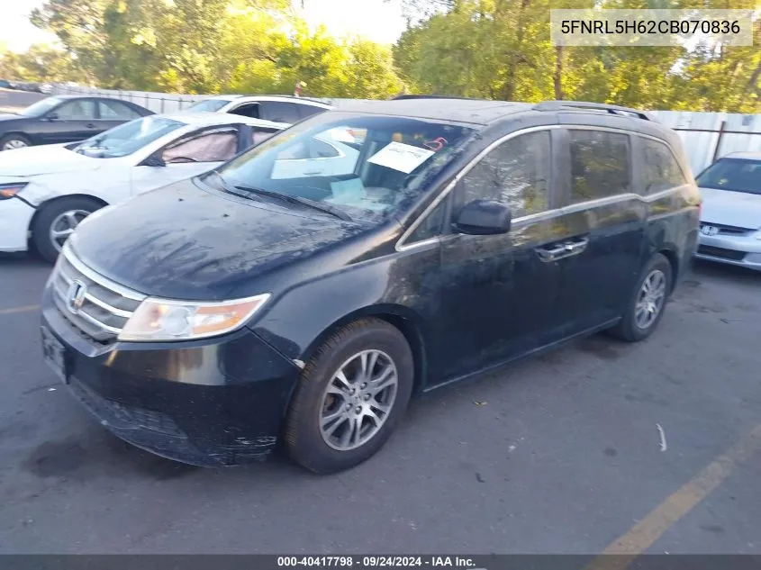 2012 Honda Odyssey Ex-L VIN: 5FNRL5H62CB070836 Lot: 40417798