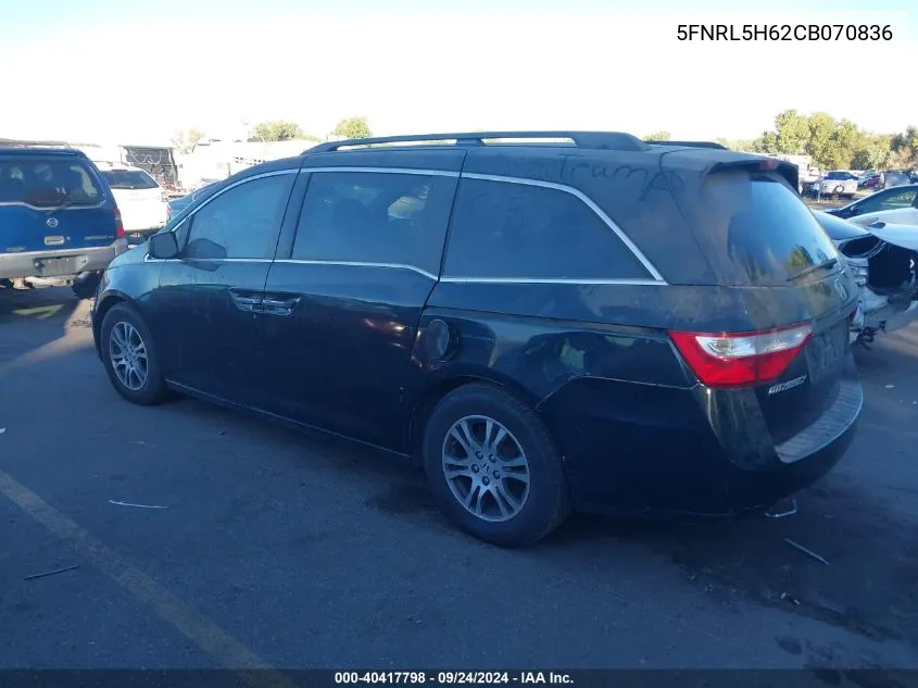 2012 Honda Odyssey Ex-L VIN: 5FNRL5H62CB070836 Lot: 40417798