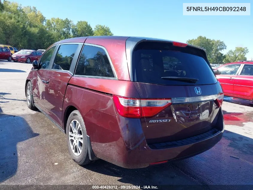 2012 Honda Odyssey Ex VIN: 5FNRL5H49CB092248 Lot: 40428312