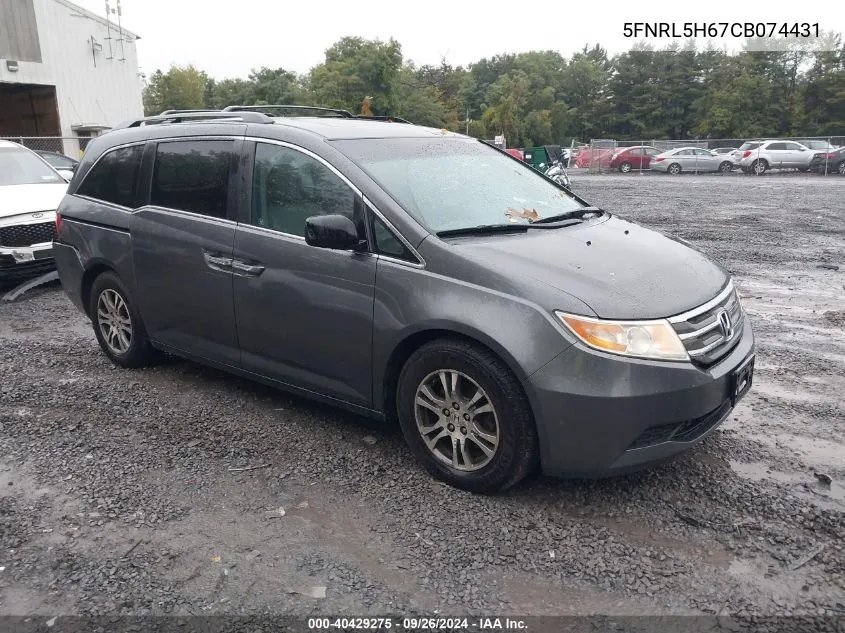 2012 Honda Odyssey Ex-L VIN: 5FNRL5H67CB074431 Lot: 40429275