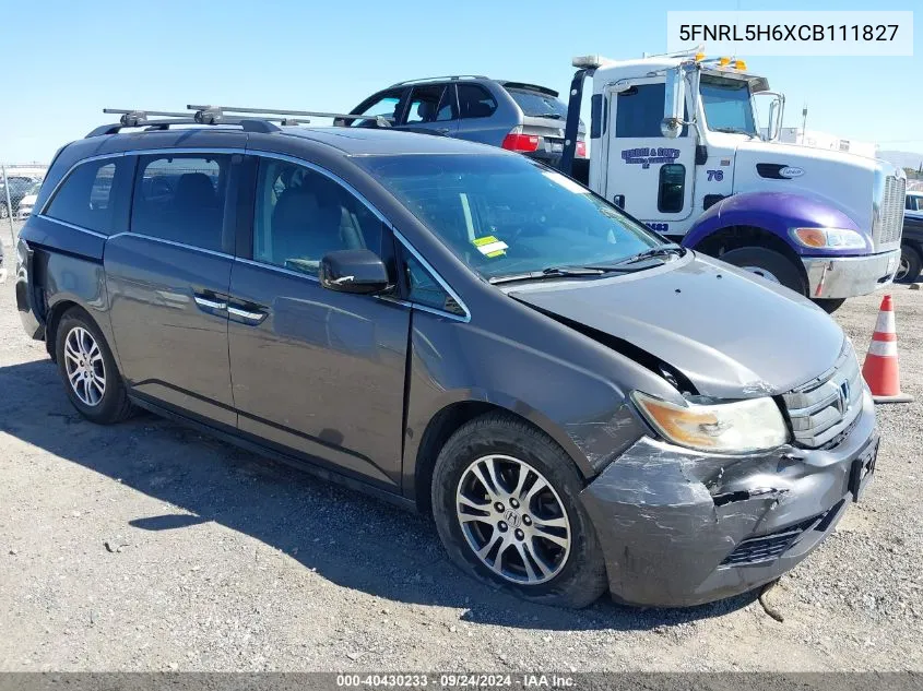 2012 Honda Odyssey Ex-L VIN: 5FNRL5H6XCB111827 Lot: 40430233