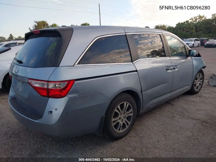 5FNRL5H61CB096280 2012 Honda Odyssey Ex-L