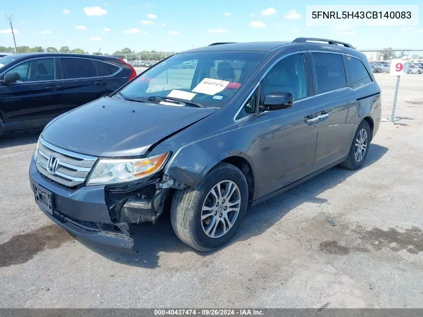 5FNRL5H43CB140083 2012 Honda Odyssey Ex