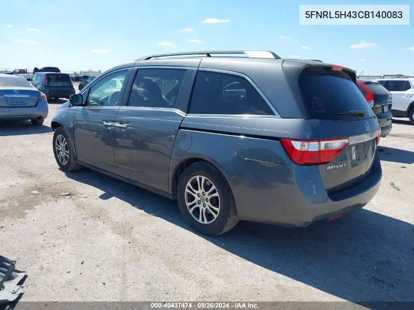 2012 Honda Odyssey Ex VIN: 5FNRL5H43CB140083 Lot: 40437474