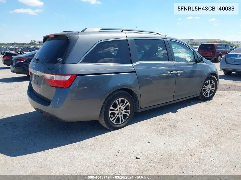 2012 Honda Odyssey Ex VIN: 5FNRL5H43CB140083 Lot: 40437474