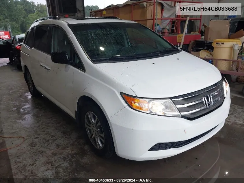 2012 Honda Odyssey Ex-L VIN: 5FNRL5H64CB033688 Lot: 40453633