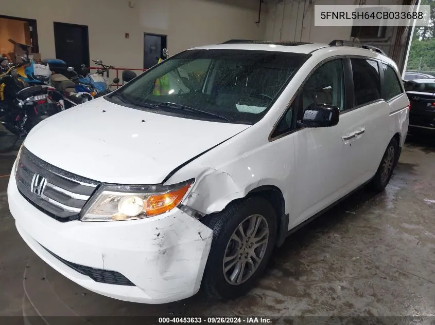 5FNRL5H64CB033688 2012 Honda Odyssey Ex-L