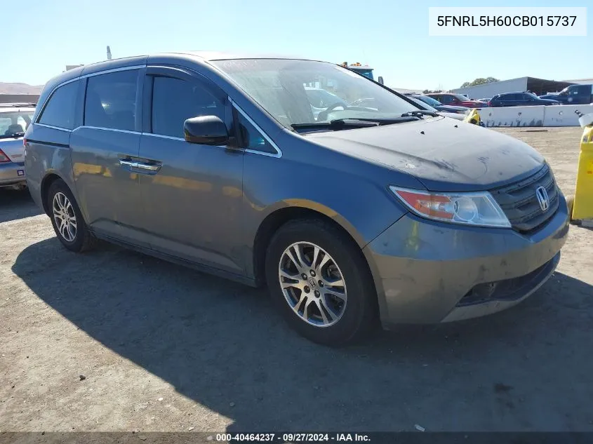 5FNRL5H60CB015737 2012 Honda Odyssey Ex-L