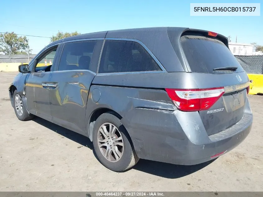 5FNRL5H60CB015737 2012 Honda Odyssey Ex-L