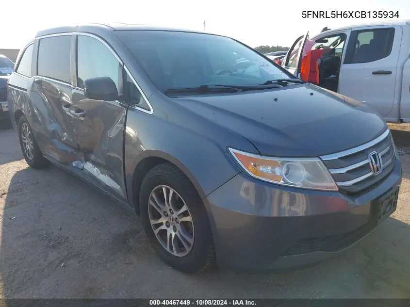 2012 Honda Odyssey Exl VIN: 5FNRL5H6XCB135934 Lot: 40467449