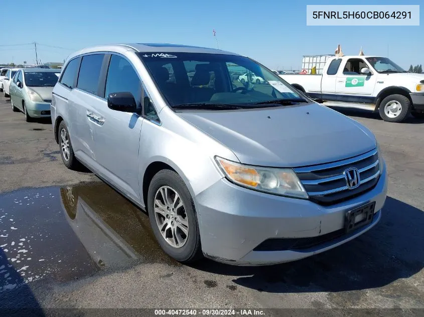 2012 Honda Odyssey Ex-L VIN: 5FNRL5H60CB064291 Lot: 40472540