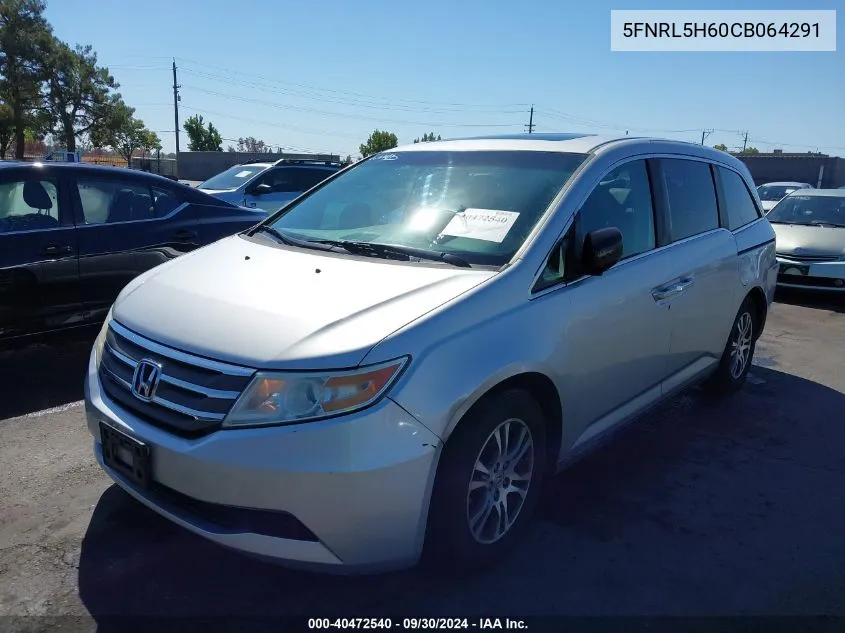 5FNRL5H60CB064291 2012 Honda Odyssey Ex-L