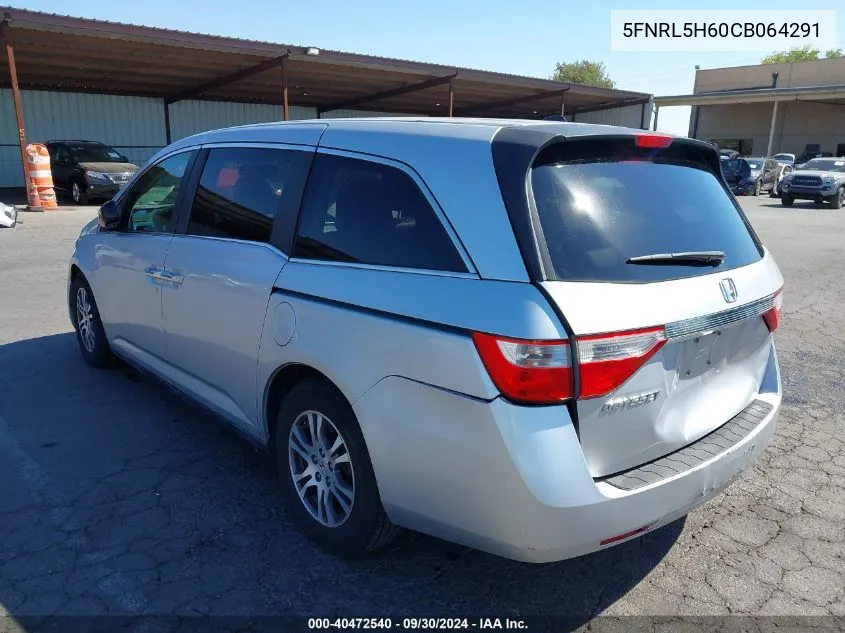 2012 Honda Odyssey Ex-L VIN: 5FNRL5H60CB064291 Lot: 40472540