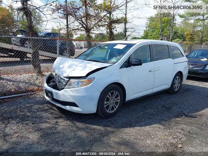 2012 Honda Odyssey Exl VIN: 5FNRL5H69CB063690 Lot: 40473303