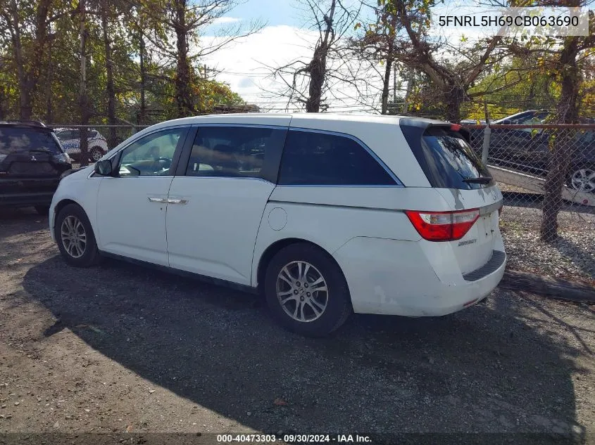 2012 Honda Odyssey Exl VIN: 5FNRL5H69CB063690 Lot: 40473303