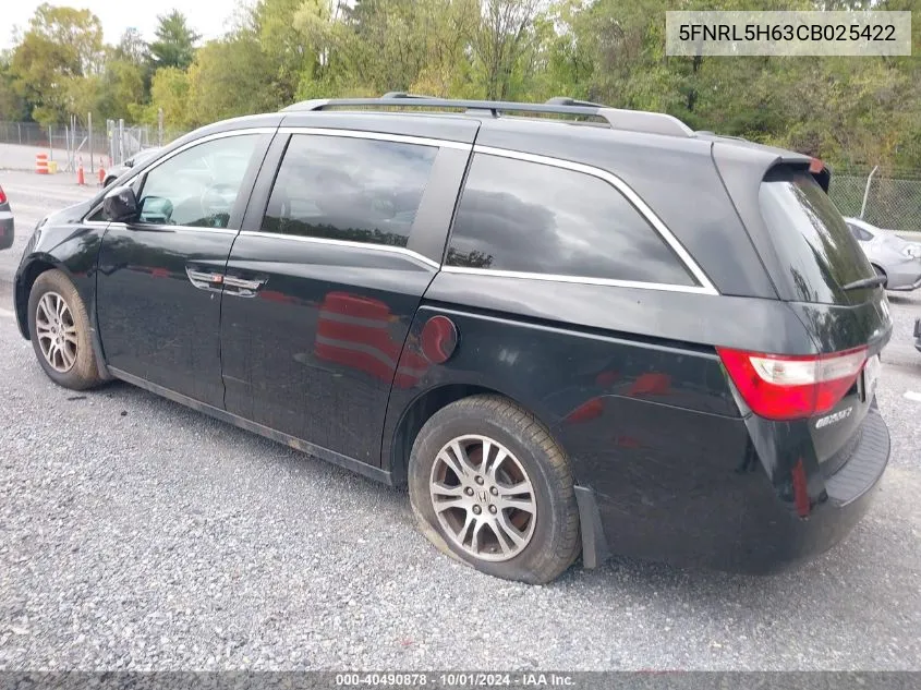 2012 Honda Odyssey Ex-L VIN: 5FNRL5H63CB025422 Lot: 40490878