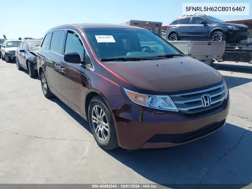 5FNRL5H62CB016467 2012 Honda Odyssey Ex-L