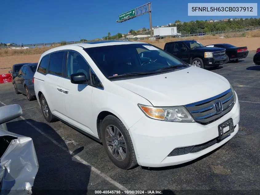 2012 Honda Odyssey Ex-L VIN: 5FNRL5H63CB037912 Lot: 40545798