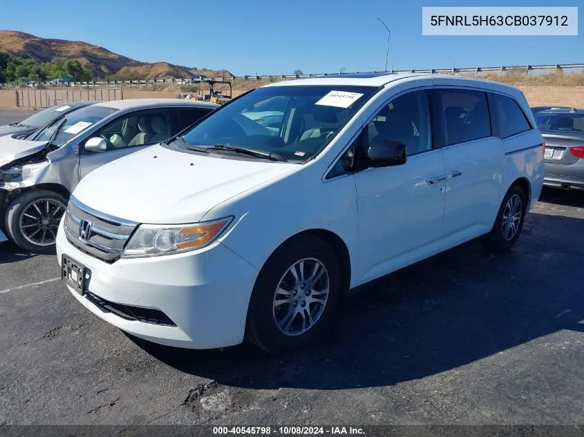 2012 Honda Odyssey Ex-L VIN: 5FNRL5H63CB037912 Lot: 40545798