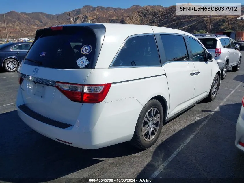 2012 Honda Odyssey Ex-L VIN: 5FNRL5H63CB037912 Lot: 40545798