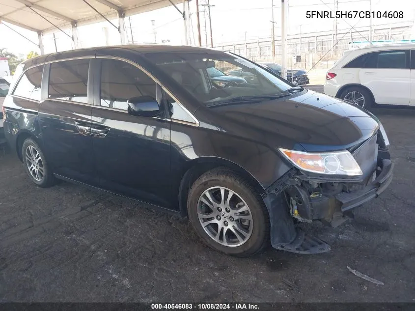 2012 Honda Odyssey Ex-L VIN: 5FNRL5H67CB104608 Lot: 40546083