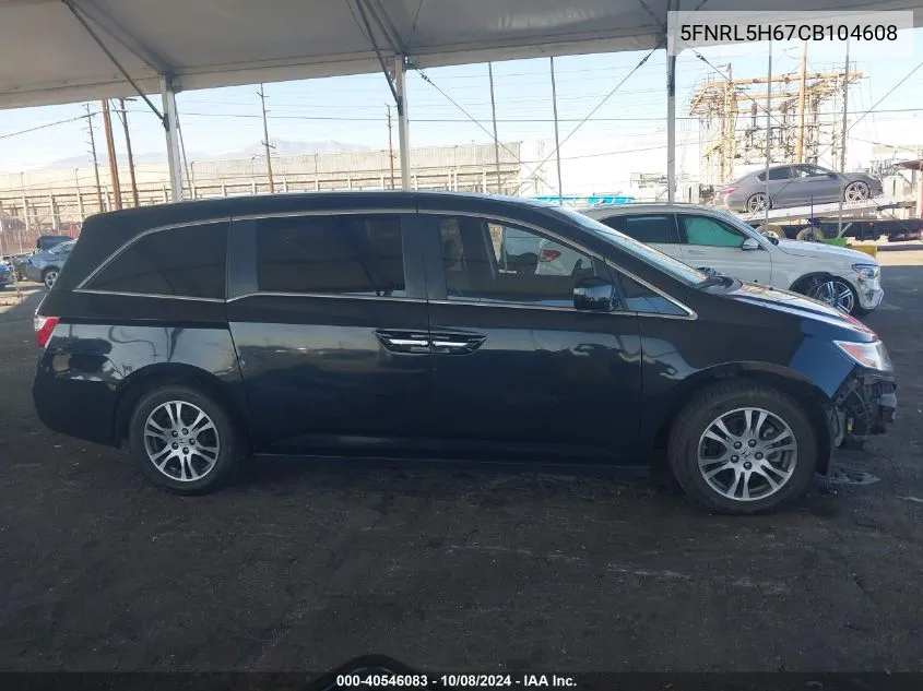 2012 Honda Odyssey Ex-L VIN: 5FNRL5H67CB104608 Lot: 40546083