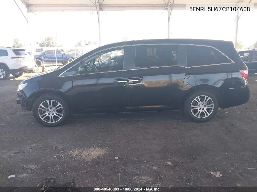 2012 Honda Odyssey Ex-L VIN: 5FNRL5H67CB104608 Lot: 40546083