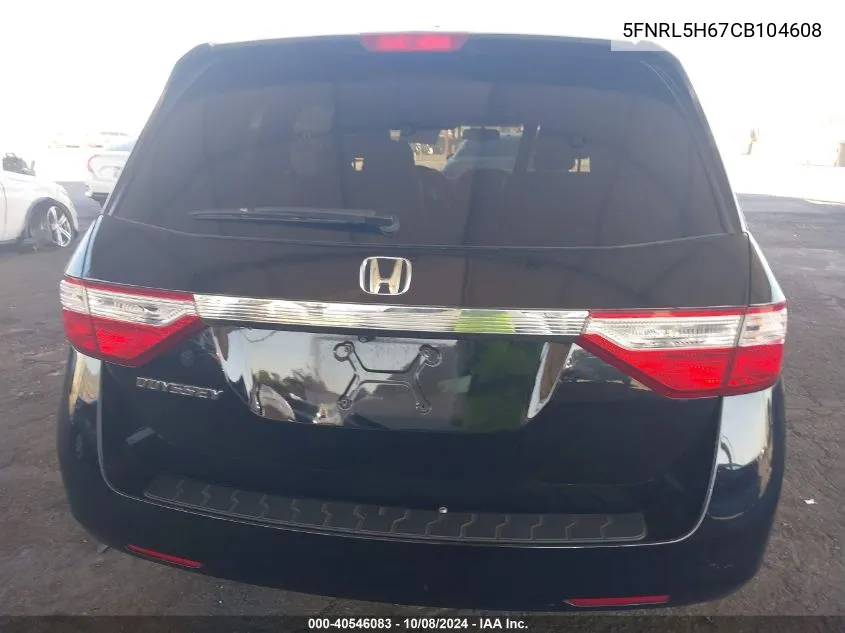 2012 Honda Odyssey Ex-L VIN: 5FNRL5H67CB104608 Lot: 40546083