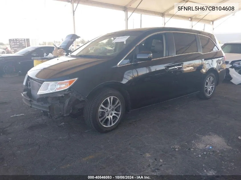 2012 Honda Odyssey Ex-L VIN: 5FNRL5H67CB104608 Lot: 40546083