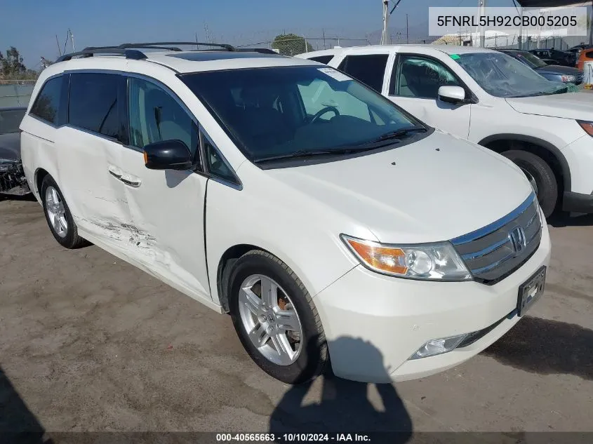 2012 Honda Odyssey Touring/Touring Elite VIN: 5FNRL5H92CB005205 Lot: 40565663