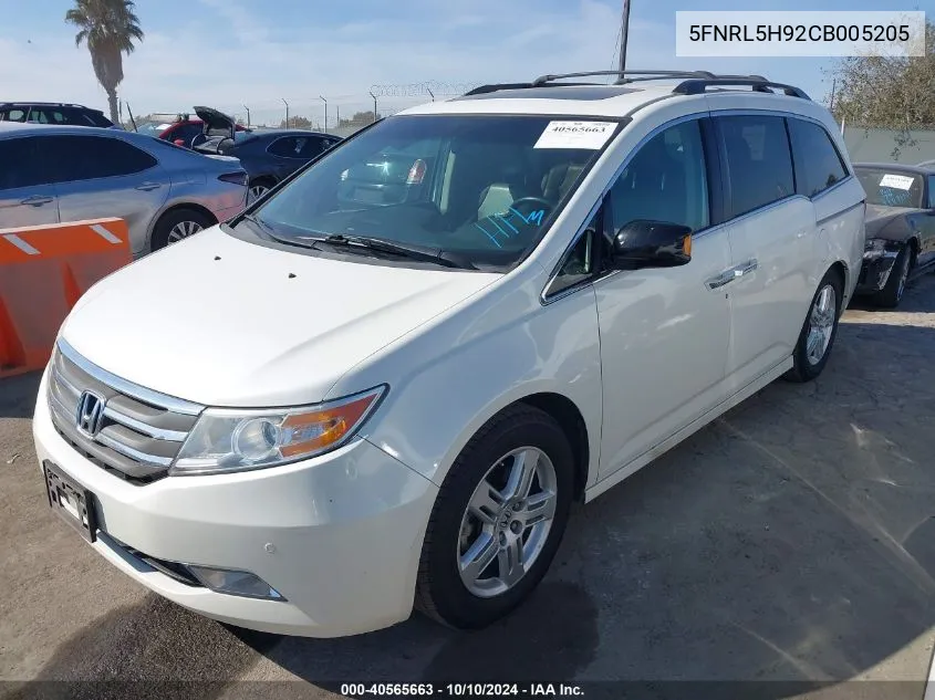 2012 Honda Odyssey Touring/Touring Elite VIN: 5FNRL5H92CB005205 Lot: 40565663