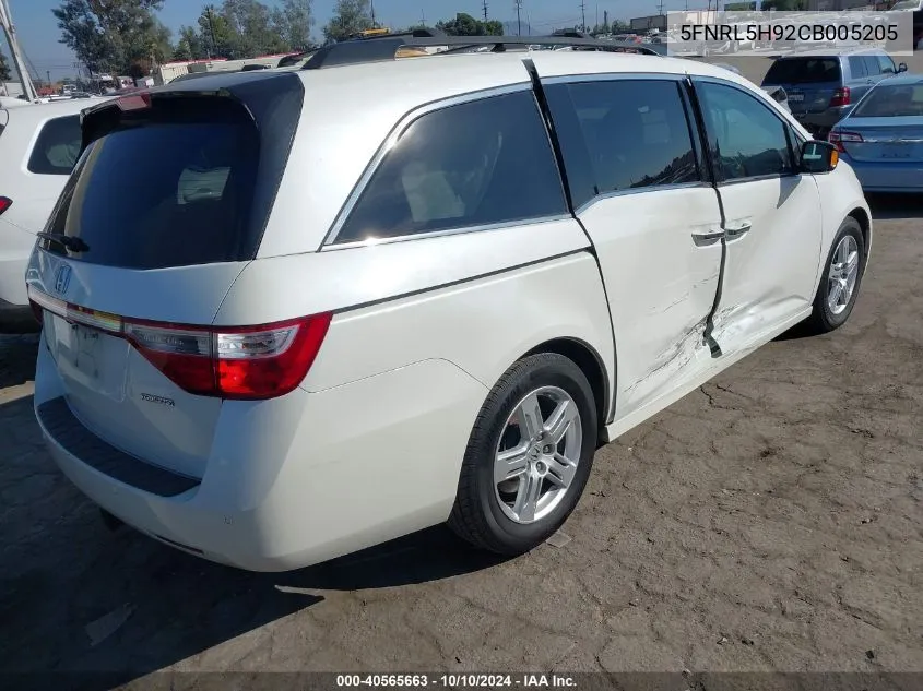 2012 Honda Odyssey Touring/Touring Elite VIN: 5FNRL5H92CB005205 Lot: 40565663