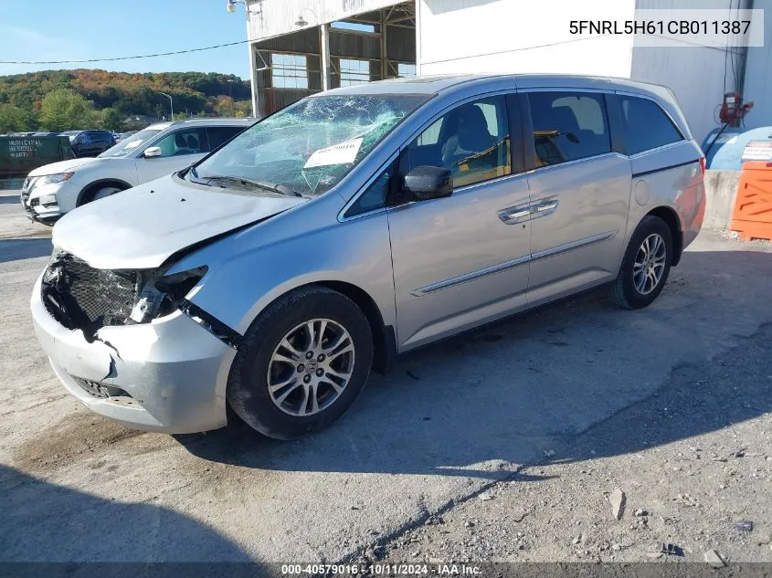 2012 Honda Odyssey Exl VIN: 5FNRL5H61CB011387 Lot: 40579016