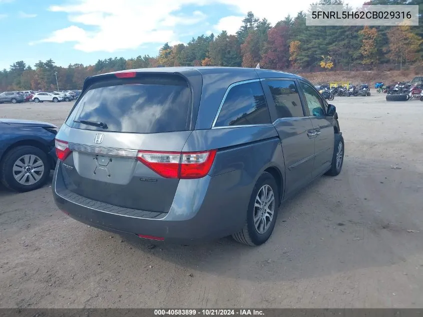 2012 Honda Odyssey Ex-L VIN: 5FNRL5H62CB029316 Lot: 40583899