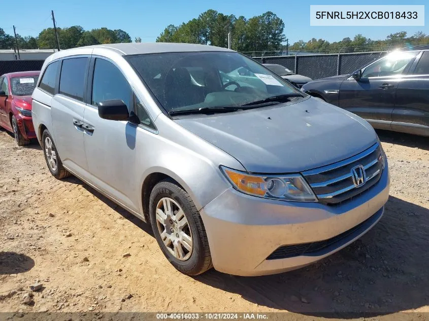 2012 Honda Odyssey Lx VIN: 5FNRL5H2XCB018433 Lot: 40616033