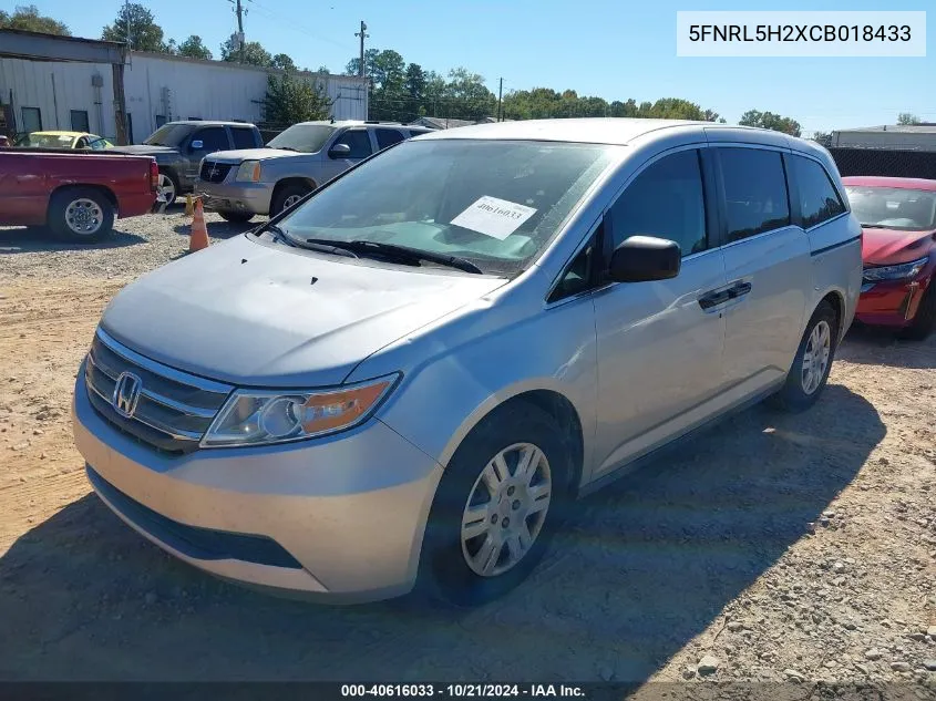 2012 Honda Odyssey Lx VIN: 5FNRL5H2XCB018433 Lot: 40616033