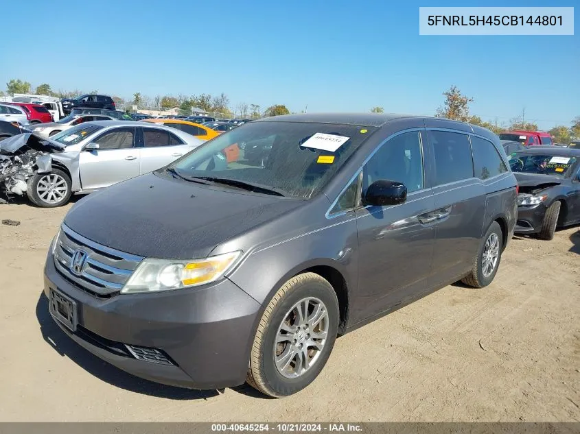 2012 Honda Odyssey Ex VIN: 5FNRL5H45CB144801 Lot: 40645254