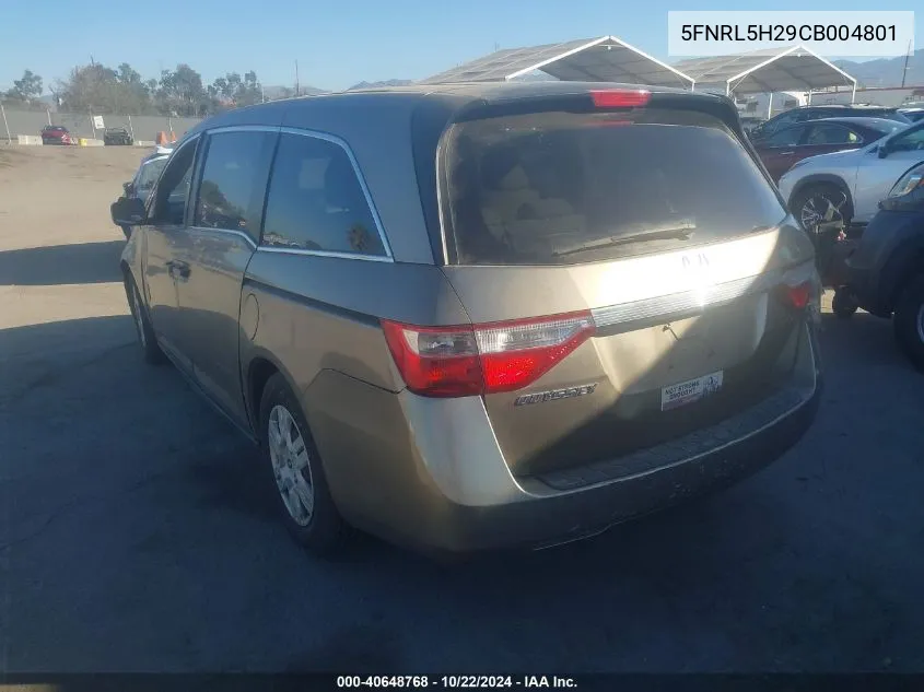 2012 Honda Odyssey Lx VIN: 5FNRL5H29CB004801 Lot: 40648768