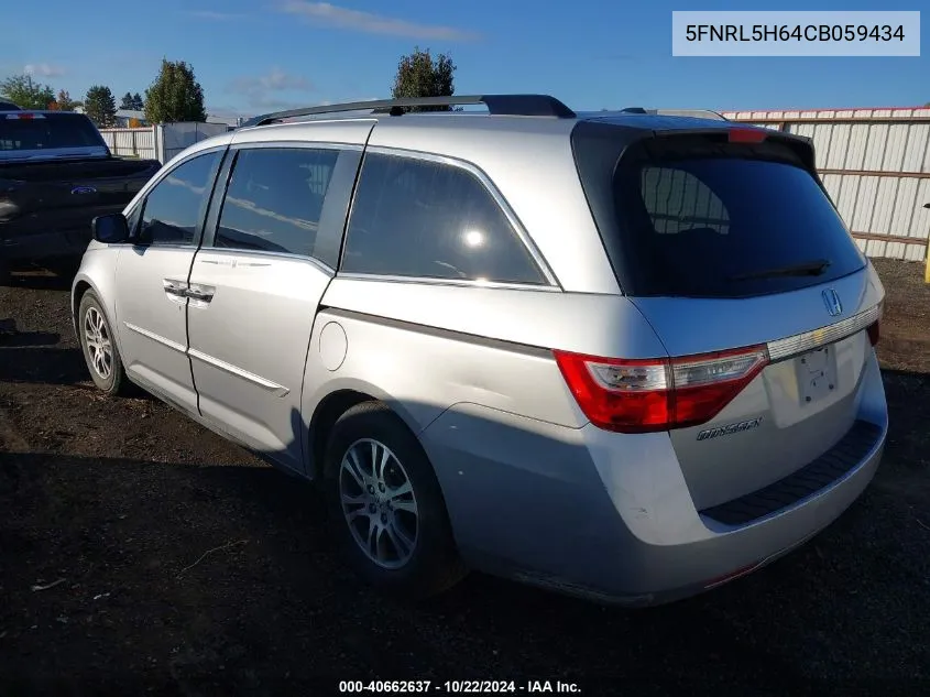 2012 Honda Odyssey Ex-L VIN: 5FNRL5H64CB059434 Lot: 40662637