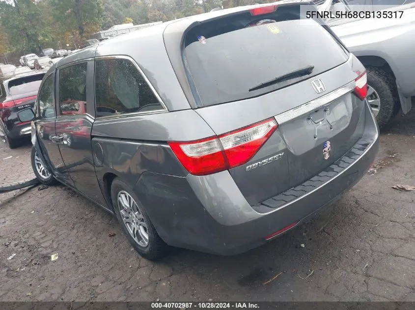 2012 Honda Odyssey Ex-L VIN: 5FNRL5H68CB135317 Lot: 40702987