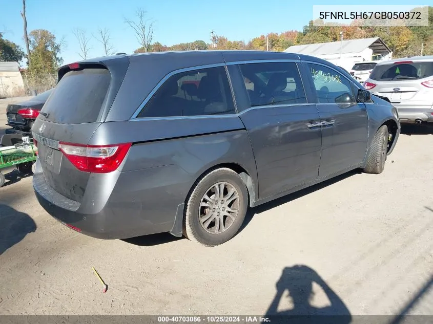 2012 Honda Odyssey Ex-L VIN: 5FNRL5H67CB050372 Lot: 40703086