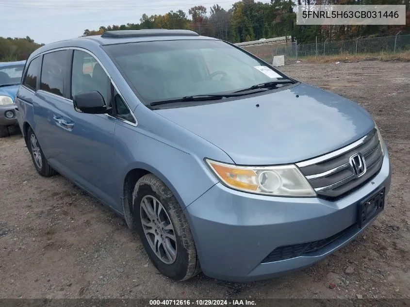 2012 Honda Odyssey Ex-L VIN: 5FNRL5H63CB031446 Lot: 40712616