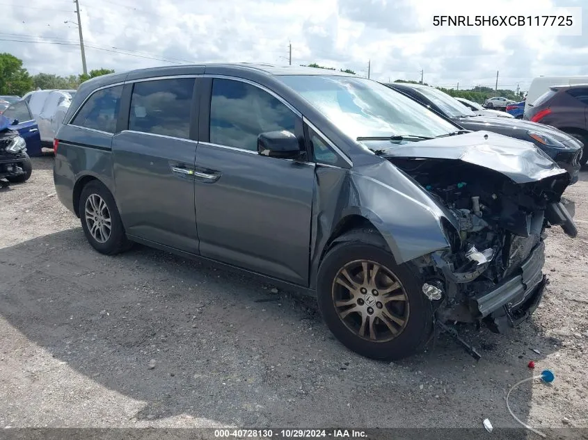 2012 Honda Odyssey Ex-L VIN: 5FNRL5H6XCB117725 Lot: 40728130