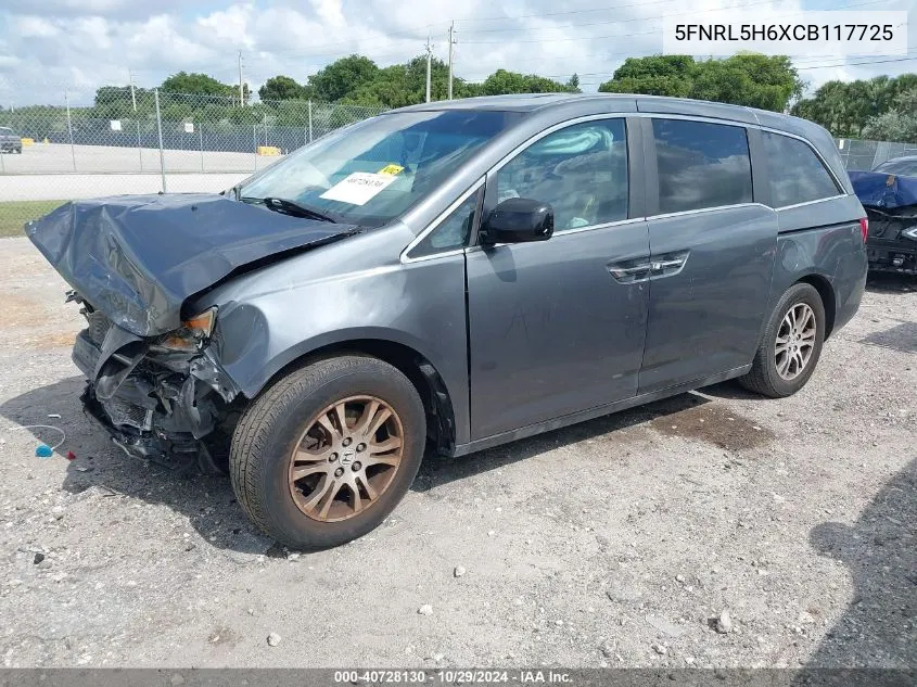 2012 Honda Odyssey Ex-L VIN: 5FNRL5H6XCB117725 Lot: 40728130