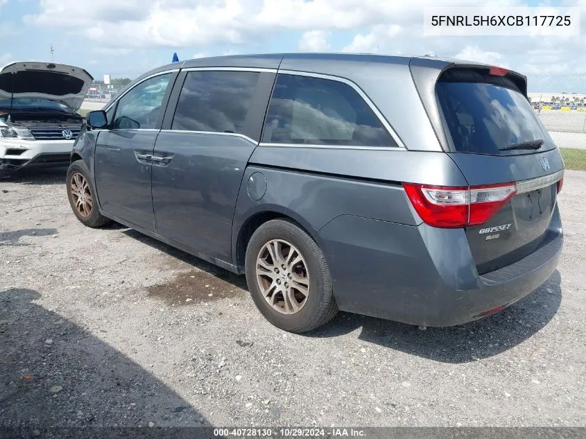 2012 Honda Odyssey Ex-L VIN: 5FNRL5H6XCB117725 Lot: 40728130