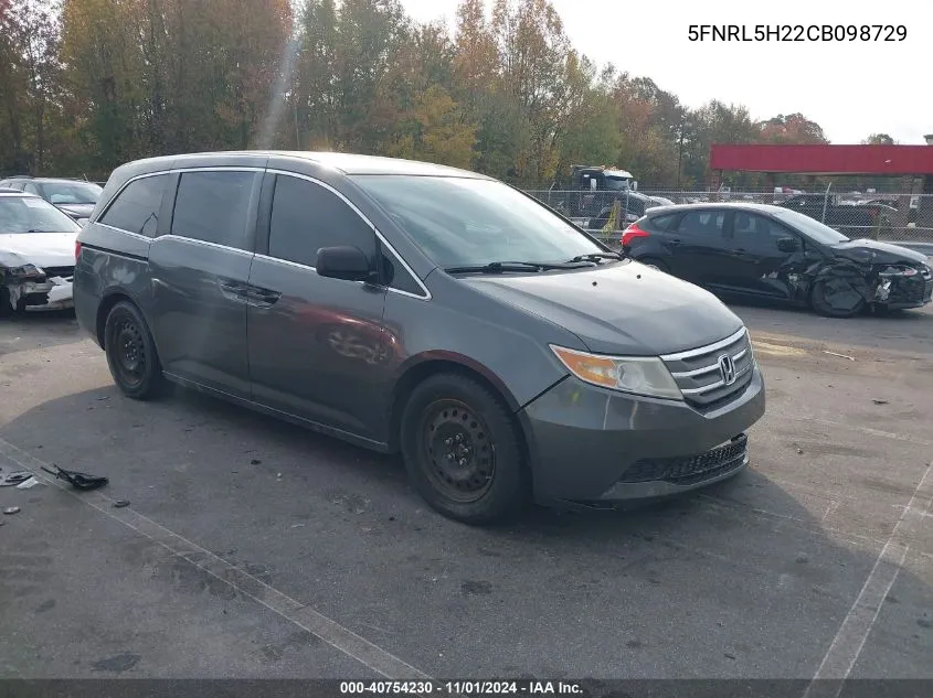 2012 Honda Odyssey Lx VIN: 5FNRL5H22CB098729 Lot: 40754230