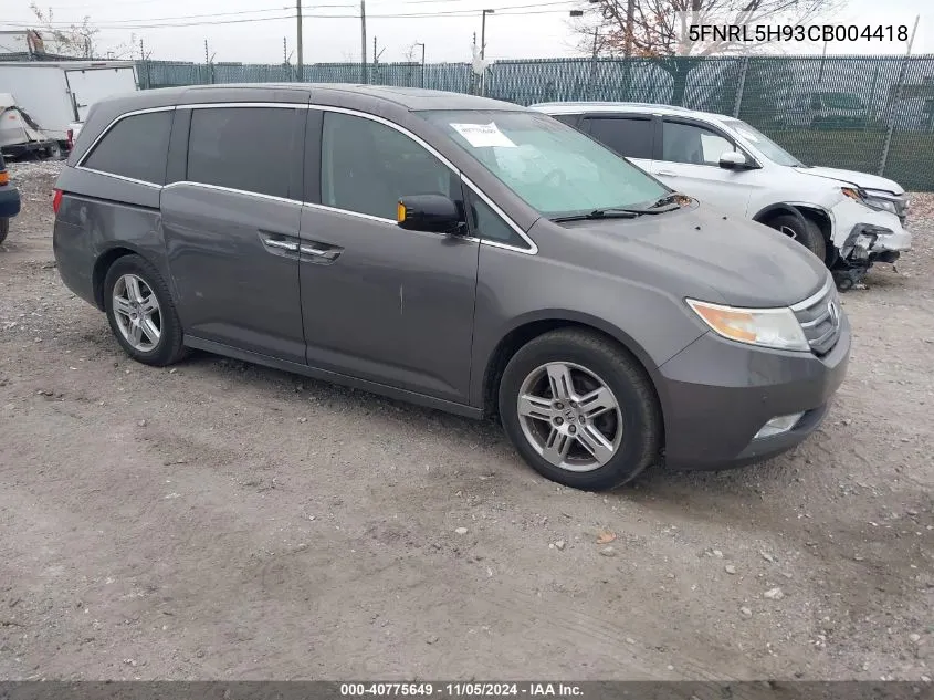 5FNRL5H93CB004418 2012 Honda Odyssey Touring/Touring Elite