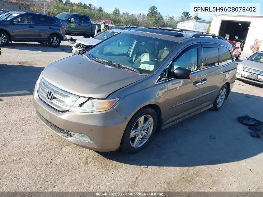 2012 Honda Odyssey Touring/Touring Elite VIN: 5FNRL5H96CB078402 Lot: 40782693