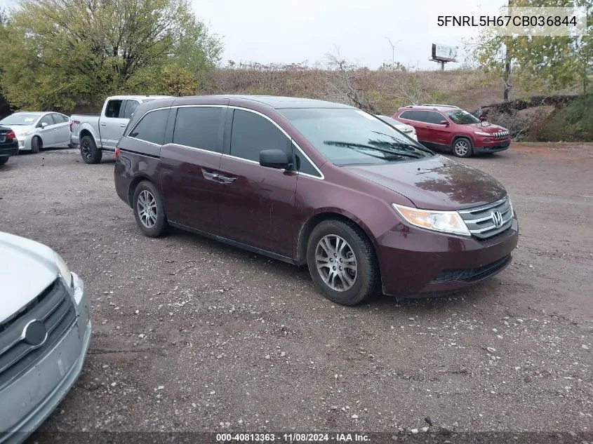 2012 Honda Odyssey Ex-L VIN: 5FNRL5H67CB036844 Lot: 40813363